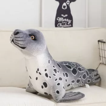LEAN TOYS pliušinis talismanas minkštas žaislas ruonis pilkas 37cm