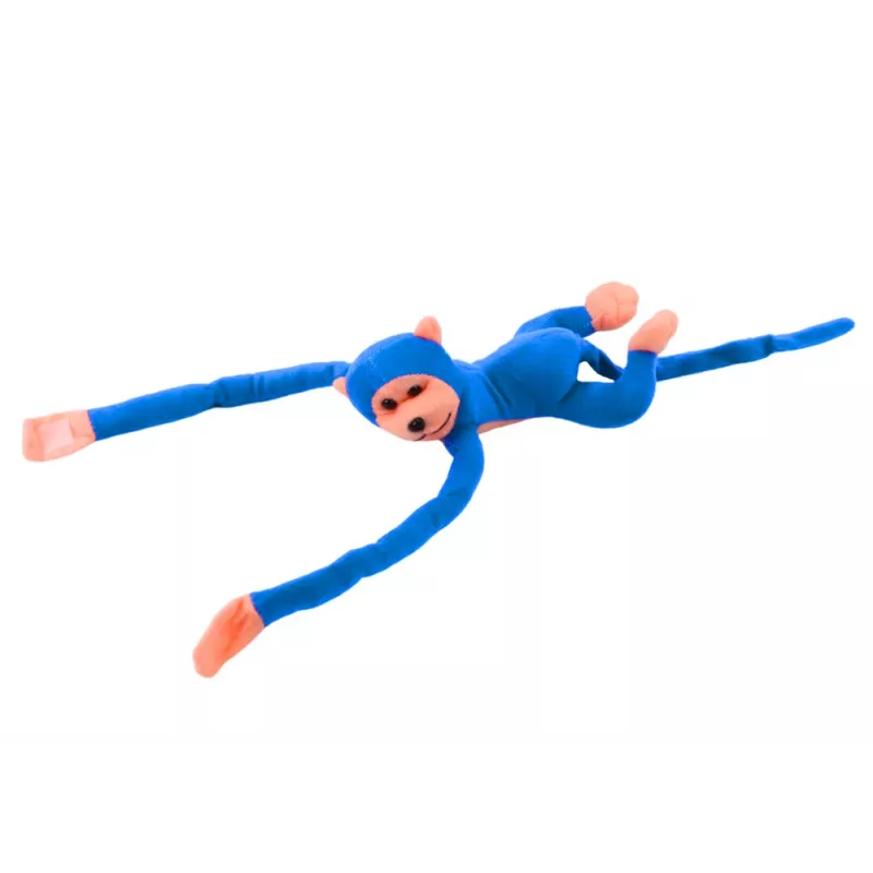 LEAN TOYS Minkštas beždžionės maskotas su garsu, mėlyna, 80 cm