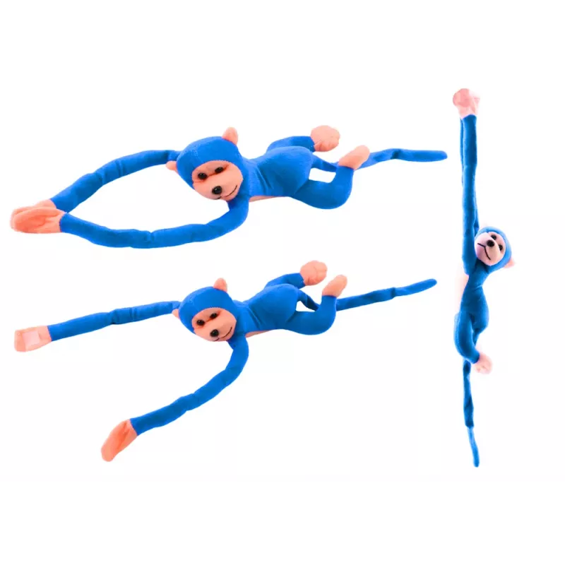 LEAN TOYS Minkštas beždžionės maskotas su garsu, mėlyna, 80 cm