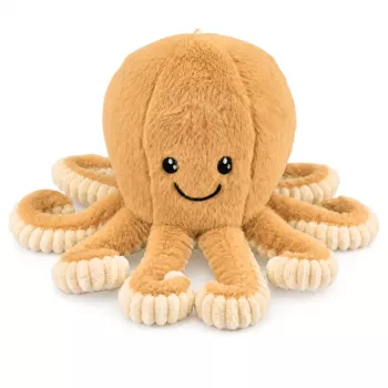 LEAN TOYS Plush Octopus su Elastingais Čiuptuvais, Smėlio Spalvos 50 cm – Minkštas Žaislas