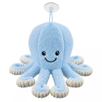 LEAN TOYS pliušinis aštuonkojis su siurbtuku, mėlynas, 16 cm