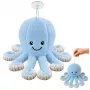 LEAN TOYS pliušinis aštuonkojis su siurbtuku, mėlynas, 16 cm