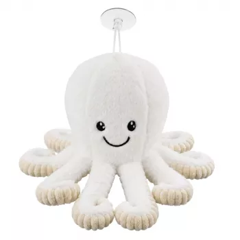 LEAN TOYS aštuonkojis su prisisiurbimo taurele, baltas, 16 cm – minkštas jūrų gyvūnijos draugas