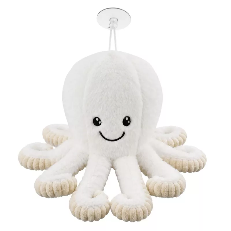 LEAN TOYS aštuonkojis su prisisiurbimo taurele, baltas, 16 cm – minkštas jūrų gyvūnijos draugas