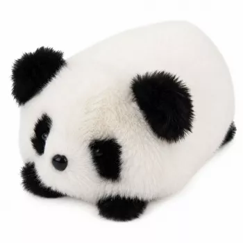 LEAN TOYS Pliušinė panda gyvūno talismanas minkštas žaislas juoda ir balta 16 cm