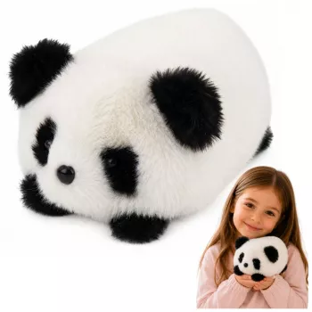 LEAN TOYS Pliušinė panda gyvūno talismanas minkštas žaislas juoda ir balta 16 cm