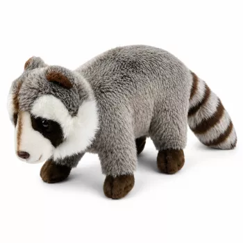 LEAN TOYS Plush Raccoon Mascot – Realistinis, minkštas meškiukas, pilkas, 45 cm