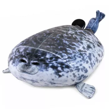 LEAN TOYS Plush Seal Mascot Cuddly Toy Natural Color Gray 38 cm