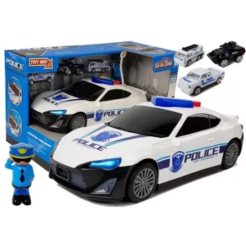 LEAN TOYS Policijos automobilių garažas–dėžė 2in1 su policininku, mašinėlėmis, garsu ir šviesa