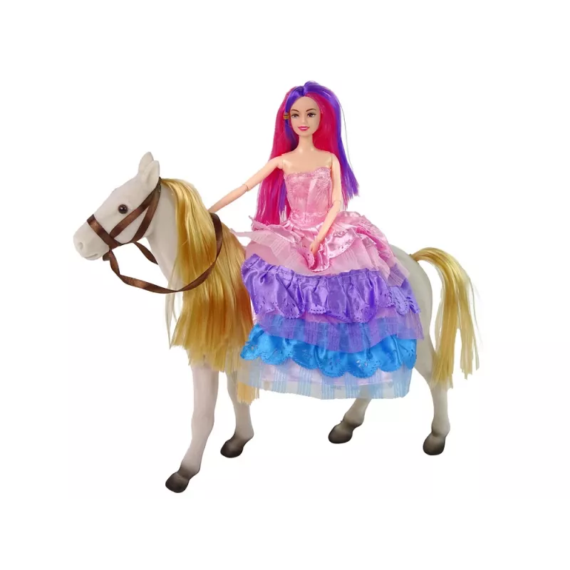 LEAN TOYS Princess Doll su Baltu Poniu Figūrėlėmis ir Aksesuarais
