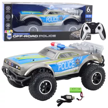 LEAN TOYS RC Off-Road policijos automobilis 1:8 sidabrinis