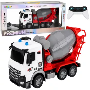 LEAN TOYS RC betono maišyklės sunkvežimis su besisukančia talpa ir žibintais 1:14