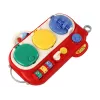 LEAN TOYS Red Sensory Educational Board for Children - 12 Activities Wooden Busy Board