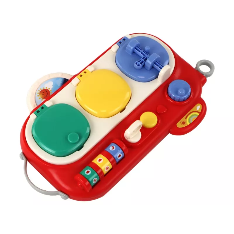 LEAN TOYS Red Sensory Educational Board for Children - 12 Activities Wooden Busy Board