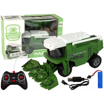 LEAN TOYS nuotoliniu valdymu žemės ūkio kombainas R/C su šviesomis, žalias