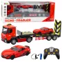 LEAN TOYS Automobilių pervežimo komplektas su nuotolinio valdymo vilkiku ir raudonu sportiniu automobiliu, 1:16 (22707)