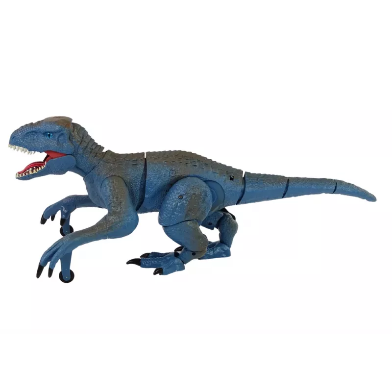 LEAN TOYS nuotolinio valdymo dinozauras Velociraptor su garsu ir riaumojimu, mėlynas