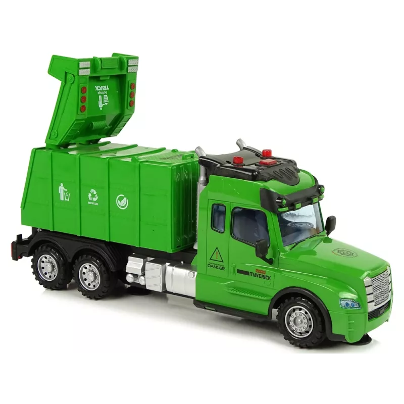 LEAN TOYS Pilot 2.4G Šiukšliavežis su šviesomis ir garsais, žalias