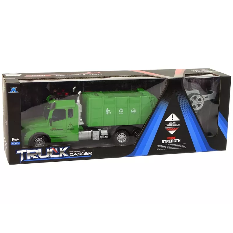 LEAN TOYS Pilot 2.4G Šiukšliavežis su šviesomis ir garsais, žalias