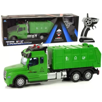 LEAN TOYS Pilot 2.4G Šiukšliavežis su šviesomis ir garsais, žalias