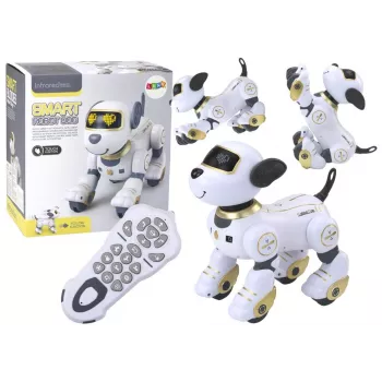LEAN TOYS nuotolinio valdymo interaktyvus robotas šuo – auksinis, šokantis, programuojamas, įkraunamas