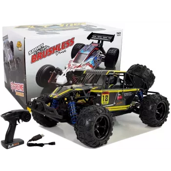LEAN TOYS nuotoliniu valdymu visureigis buggy 1:18 geltonas ENOZE 9303E 45 km/h