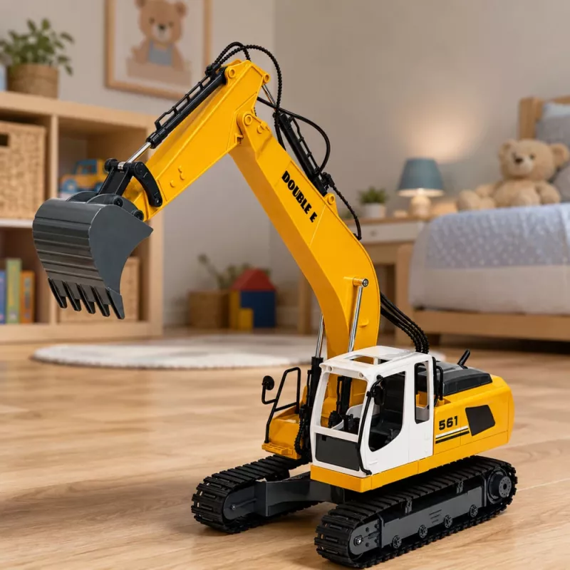 LEAN TOYS nuotolinio valdymo vikšrinis ekskavatorius su šviesomis ir garsu, geltonas, 1:16