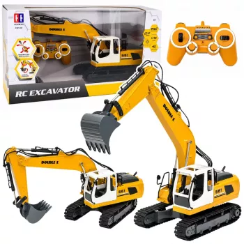 LEAN TOYS nuotolinio valdymo vikšrinis ekskavatorius su šviesomis ir garsu, geltonas, 1:16
