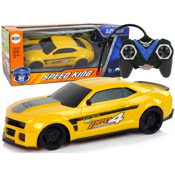LEAN TOYS nuotoliniu valdymu sportinis automobilis 1:24 Racing Yellow su tamsintais langais