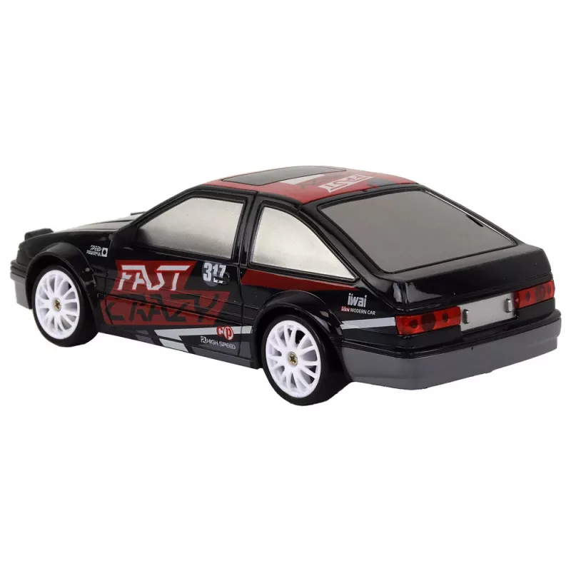 LEAN TOYS nuotoliniu valdymu sportinis automobilis R/C 1:24 juodas su keičiamais ratais