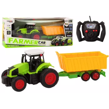 LEAN TOYS nuotoliniu valdymu traktorius su priekaba RC 1:16 žalias
