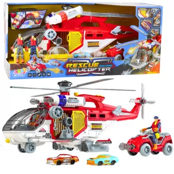 LEAN TOYS Gelbėjimo sraigtasparnis su priedais, šviesomis ir garsais