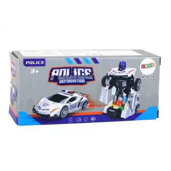 LEAN TOYS Robot Car Police White 2in1 Transformation