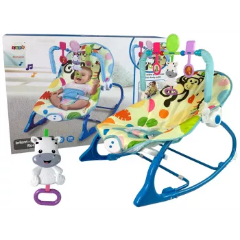 LEAN TOYS Rocking Chair 2in1 Blue Zebra Sounds Vibration