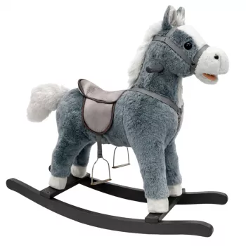 LEAN TOYS Rocking Horse Saddle Feet Rocker Sounds Gray 74 cm