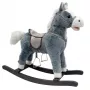 LEAN TOYS Rocking Horse Saddle Feet Rocker Sounds Gray 74 cm