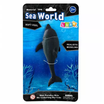 LEAN TOYS Rubber Sea Dolphin Figūrėlė Minkšta Realistiška TPR Tamsiai Pilka 17,5 cm