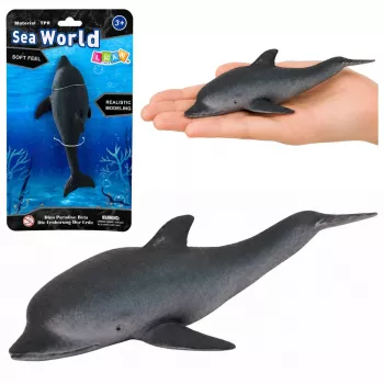 LEAN TOYS Rubber Sea Dolphin Figūrėlė Minkšta Realistiška TPR Tamsiai Pilka 17,5 cm