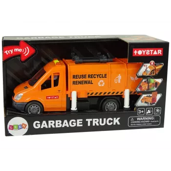 LEAN TOYS Šiukšliavežis su inercine pavara ir garso efektais Oranžinis