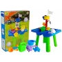 LEAN TOYS Smėlio staliukas su formelėmis, kastuvėliu, grėbliuku ir debesėliu – įvairiaspalvis