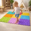 LEAN TOYS Sensorinių takelių dėlionės plytelės, įvairių struktūrų ir spalvų, 24,5 cm, 10 vnt.