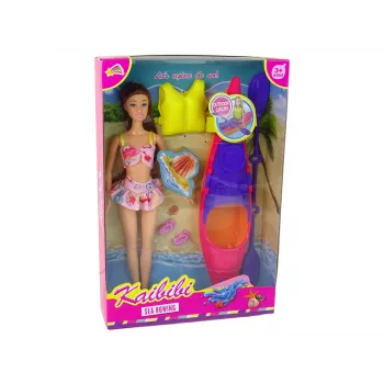 LEAN TOYS Lėlės aksesuarų rinkinys – baidarė rožinė
