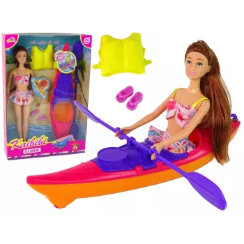 LEAN TOYS Lėlės aksesuarų rinkinys – baidarė rožinė