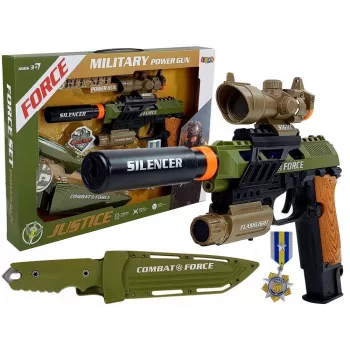 LEAN TOYS Set Military Pistol Rifle Knife Medal Sight