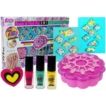 LEAN TOYS 2-in-1 Bracelet Making and Nail Painting Beads Nail Lacquers rinkinys