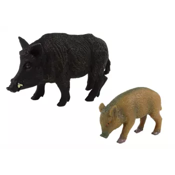 LEAN TOYS Šerno su jaunikliu figūrėlių rinkinys (2 vnt.) Miško gyvūnai serija