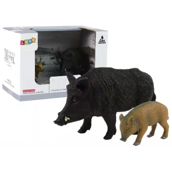 LEAN TOYS Šerno su jaunikliu figūrėlių rinkinys (2 vnt.) Miško gyvūnai serija