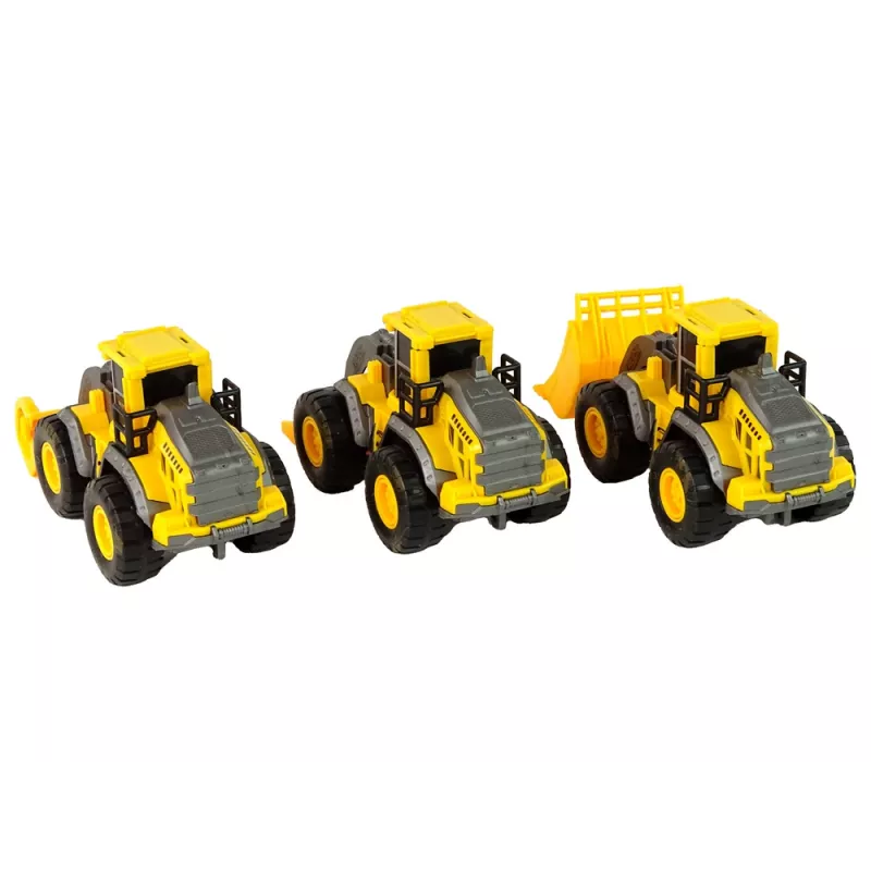 LEAN TOYS Statybinių mašinų rinkinys 3 geltoni modeliai