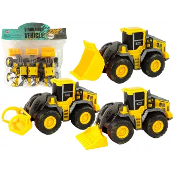 LEAN TOYS Statybinių mašinų rinkinys 3 geltoni modeliai