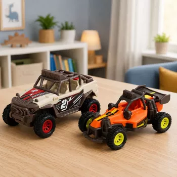 LEAN TOYS Visureigių automobilių rinkinys su šviesomis ir garsais, 2 vnt.